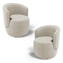 Kit 02 Poltronas Decorativas Aisha Orgânica Bouclê Bege - Desk Design