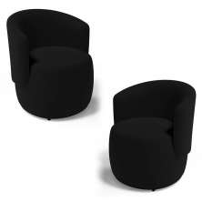 Kit 02 Poltronas Decorativas Aisha Orgânica Suede Preto - Desk Design