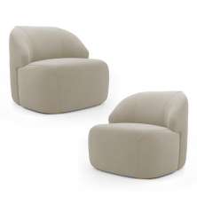 Kit 02 Poltronas Decorativas Kaya Orgânica Veludo Bege - Desk Design