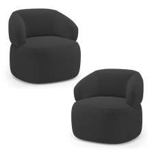 Kit 02 Poltronas Orgânicas Giratória Living Glee Bouclê Grafite - Desk Design