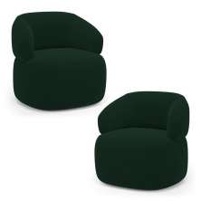 Kit 02 Poltronas Orgânicas Giratória Living Glee Veludo Verde Escuro - Desk Design