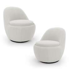 Kit 02 Poltronas Orgânicas Living Memphis Base Giratória Bouclê Off White - Desk Design