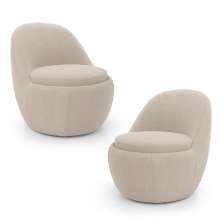 Kit 02 Poltronas Orgânicas Living Memphis Fixa Bouclê Bege - Desk Design