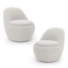 Kit 02 Poltronas Orgânicas Living Memphis Fixa Bouclê Off White - Desk Design