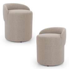 Kit 02 Puffs Banquetas Living Gaia Orgânico com Encosto Baixo Bouclê Bege - Desk Design