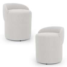 Kit 02 Puffs Banquetas Living Gaia Orgânico com Encosto Baixo Bouclê Off White - Desk Design