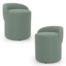 Kit 02 Puffs Banquetas Living Gaia Orgânico com Encosto Baixo Bouclê Verde Menta - Desk Design