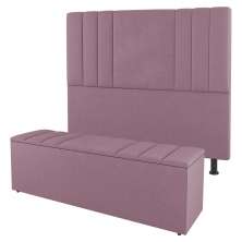 Kit Cabeceira e Baú Cama Box Solteiro Grace 90cm Suede Rosé - Desk Design
