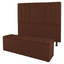 Kit Cabeceira e Baú Cama Box Solteiro Grace 90cm Suede Terracota - Desk Design