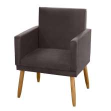 Poltrona Decorativa Lauren Pés Palito Suede Marrom - Desk Design