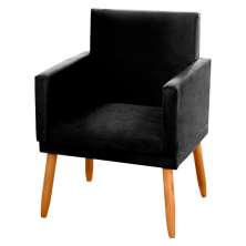 Poltrona Decorativa Lauren Pés Palito Suede Preto - Desk Design
