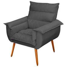 Poltrona Decorativa Moderna Sala de Estar e Recepção Monza Pés Palito Suede Cinza - Desk Design