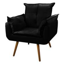 Poltrona Decorativa Sala de Estar Recepção Vicky Pés Palito Suede Preto - Desk Design