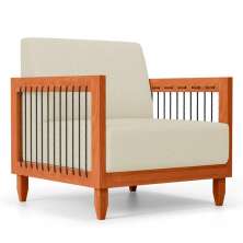 Poltrona Decorativa Varanda Samoa Madeira Maciça com Cordas Náutica Linho Pérola  - Desk Design