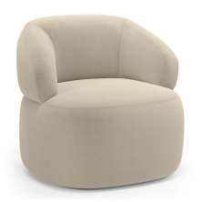 Poltrona Orgânica Giratória Living Glee Bouclê Bege - Desk Design