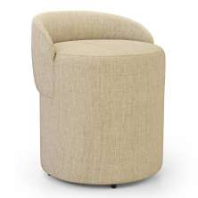 Puff Banqueta Living Gaia Orgânico com Encosto Baixo Linho Bege - Desk Design