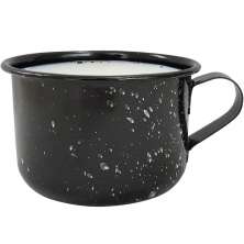 Caneca Esmaltada Grande Leiteira 600ml Caneca Rustico Preta