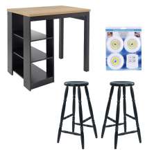 Bancada Cozinha Ditália + 2 Banquetas + Iluminação CD-1022 cor:preto