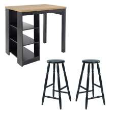 Bancada Cozinha Gourmet Ditália Com 2 Banquetas CD-1022 cor:preto