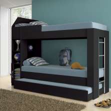 Beliche Cama Aux C/ 3 Colchões Ditália Treliche CM-15 Preto