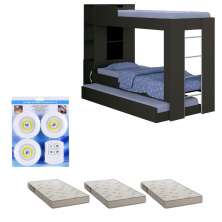Beliche Ditália Cama Aux c/colchões+ Kit luz CM-15 COR:preto