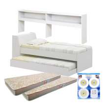 Cama Solteiro Bicama Estante +luz+2colc Ditália BB2829 cor:branco