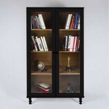 Cristaleira Estante Para Livros Ditália 2 Portas Vidro E-957 Cor:Preto