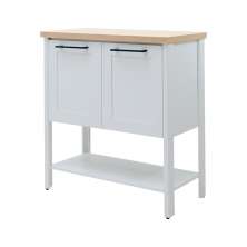 Gabinete Armário Banheiro Ditália 2 Pt c/ Tampo BN-02 Cor:Cinza