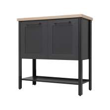 Gabinete Armário Banheiro Ditália 2 Pt c/ Tampo BN-02 Cor:Preto