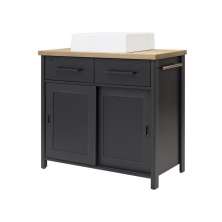 Gabinete Armário Banheiro Ditália 2 gav 2 Pts Com Cuba BN-03 cor:preto