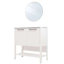 Gabinete Armário Banheiro Ditália c Pia + Espelho BN-02 cor:branco