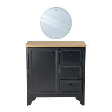 Gabinete Armário Banheiro Ditália c/Tampo+Espelho BN-05 cor:preto