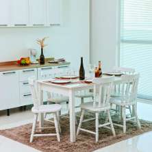 Mesa de Jantar Ditália com 6 Cadeiras JA-225 Cor:Branco