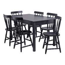 Mesa de Jantar Ditália com 6 Cadeiras JA-225 Cor:Preto