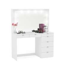 Penteadeira Ditália 7 Gavetas Branco c/ Kit Luz Camarim
