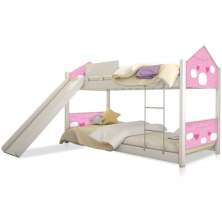 Beliche Solteiro com Escorregador Exclusiva Casinha - Rosa