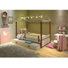 Cama Eliz Branca com Cama Auxiliar, LED e 2 Colchões - Divaloto