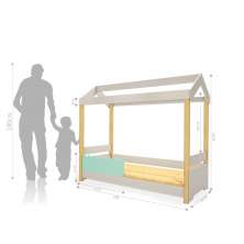 Cama Jéssica Solteiro Branco/Menta com Colchão e LED