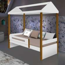 Cama Solteiro Sara Branca Com Colchão