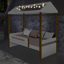 Cama Solteiro Sara Branca Com Led Com Colchão