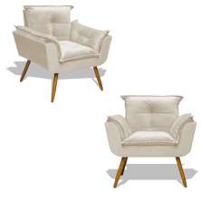 Kit 02 Poltronas Decorativa Para Sala de Estar Opala Suede - SSX Multicoisas