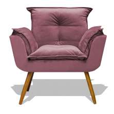 Poltrona Decorativa Para Sala de Estar Opala Veludo Rose - SSX Multicoisas