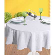 Toalha de Mesa Redonda Jacquard Requinte Branco Modelo 2 Dolher