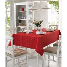 Toalha de Mesa Redonda Jacquard Requinte Vermelha