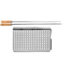 Kit Grelha Perfurada para Carnes e Vegetais 37x29cm Aço Inox