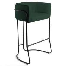 Banqueta Decorativa Base Aço Preto Betina C-117 Linho Verde - Domi