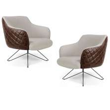 Kit 02 Poltronas Decorativas Jade Base Orby Fixa Corano B-10 Tressê Linho C-107 Bege - Domi