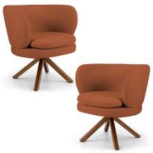 Kit 02 Poltronas Decorativas Melissa Base Giromad Giratória B-262 Veludo Telha - Domi