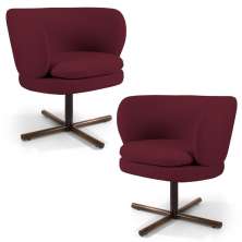 Kit 02 Poltronas Decorativas Melissa Base Xis Giratória B-278 Veludo Marsala - Domi