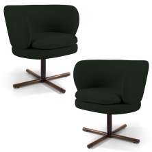 Kit 02 Poltronas Decorativas Melissa Base Xis Giratória B-303 Veludo Verde Musgo - Domi